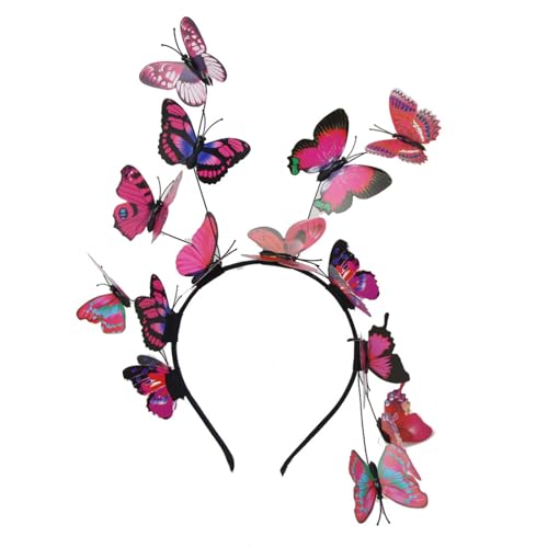 Spenlly Schmetterlings-Fascinator, Kopfschmuck, Monarch-Festival, Hochzeit, Teeparty, Kopfschmuck für Damen und Mädchen (B-Rose, Einheitsgröße) von Spenlly