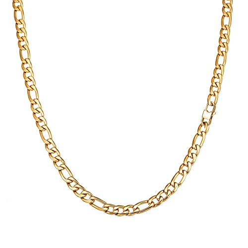 Speroto kette herren, halskette herren, figaro chain,hip-hop kette, silberkette, edelstahl kette(gold,10mm,55cm) von Speroto