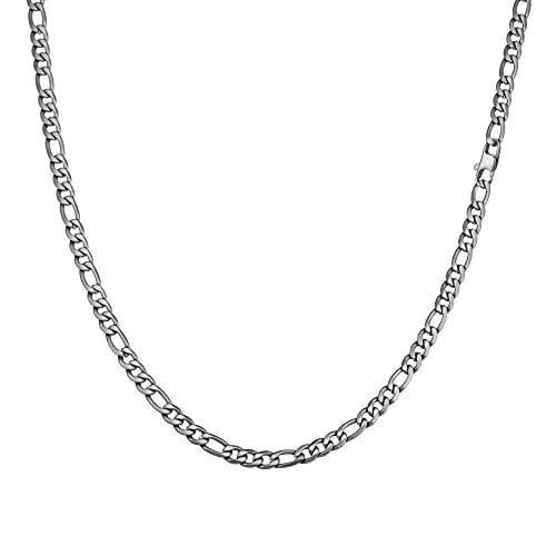 Speroto kette herren, halskette herren, figaro chain,hip-hop kette, silberkette, edelstahl kette(matt-silber,6mm,60cm) von Speroto