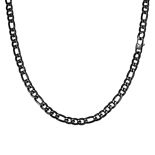 Speroto kette herren, halskette herren, figaro chain,hip-hop kette, silberkette, edelstahl kette(schwarz,10mm,50cm) von Speroto