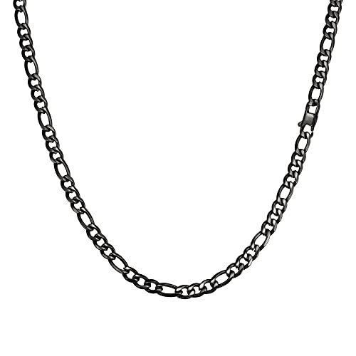 Speroto kette herren, halskette herren, figaro chain,hip-hop kette, silberkette, edelstahl kette(schwarz,6mm,50cm) von Speroto