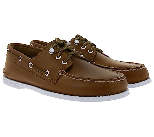 Sperry Authentic Original 3-Eye Herren Echtleder-Bootsschuhe mit Eva-Fersenschale STS19235 Halbschuhe Alltags-Schuhe Braun, Größe:44 1/2 von Sperry