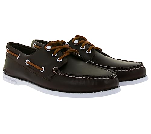 Sperry Authentic Original 3-Eye Herren Echtleder-Segelschuhe mit Eva-Fersenschale STS19234 Halbschuhe Alltags-Schuhe Dunkelbraun, Größe:43 von Sperry