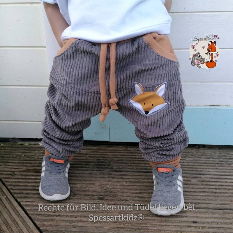 Fuchs Pumphose Jogger Cordhose Füchse Kinderhose Baby Waldtiere - Cord Braun von Spessartkidz