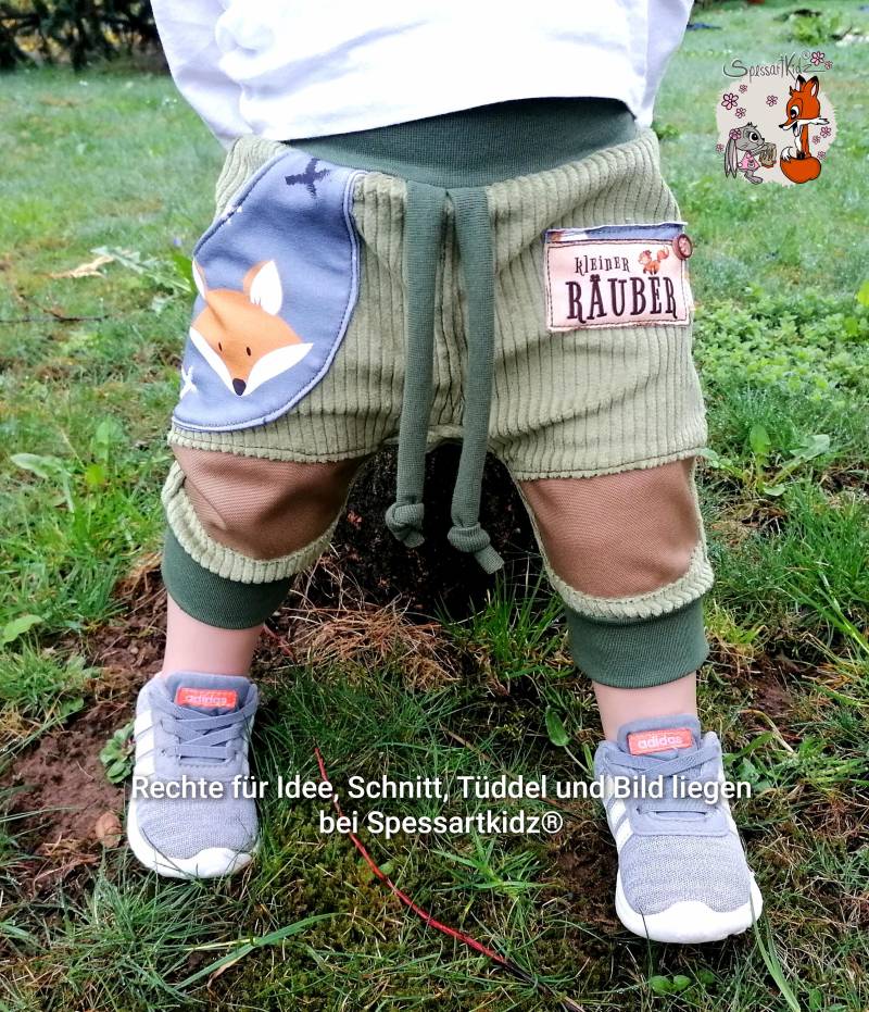 Kurze Outdoorhose Kitahose Matschhose Krabbelhose Kindergartenhose Cord Füchse Fuchs Mit Oder Ohne Kordel - Label Wählbar von Spessartkidz