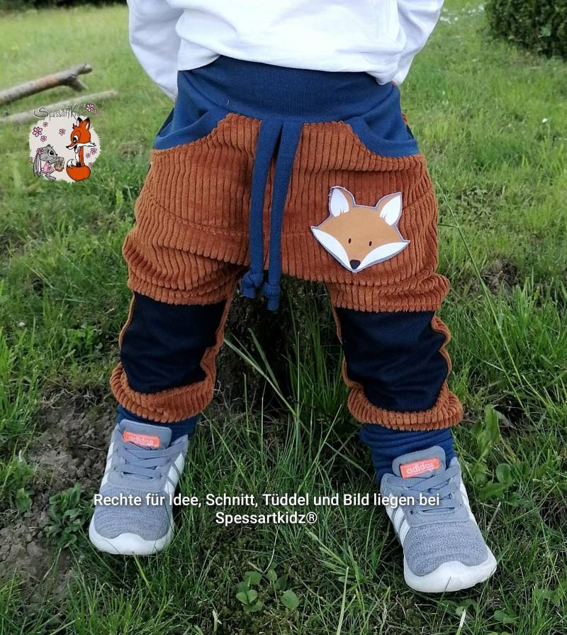 Outdoorhose Pumphose, Jogger Kitahose Matschhose Krabbelhose Kindergartenhose Cord Fuchs Mit Oder Ohne Kordel von Spessartkidz