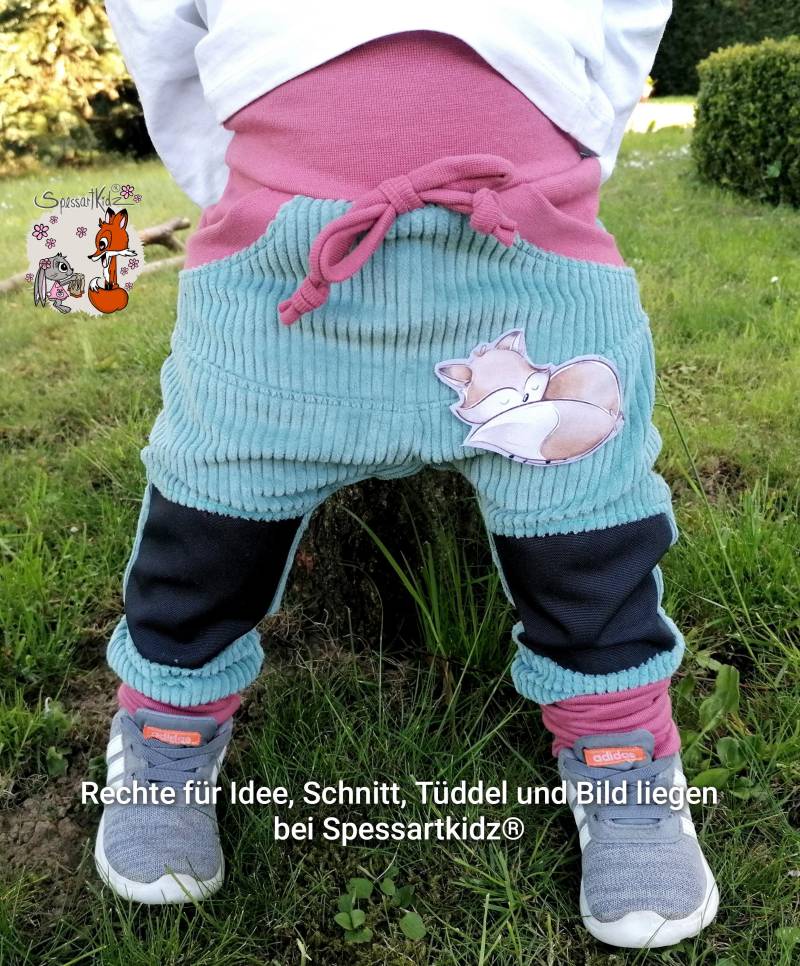 Outdoorhose Pumphose, Jogger Kitahose Matschhose Krabbelhose Kindergartenhose Cord Füchse Mit Oder Ohne Kordel von Spessartkidz