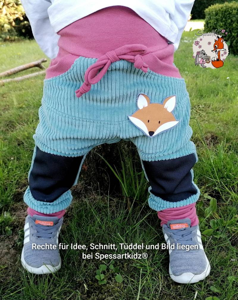 Outdoorhose Pumphose, Jogger Kitahose Matschhose Krabbelhose Kindergartenhose Cord Füchse Mit Oder Ohne Kordel von Spessartkidz