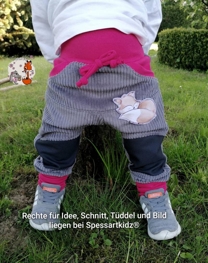 Outdoorhose Pumphose, Jogger Kitahose Matschhose Krabbelhose Kindergartenhose Cord Füchse Mit Oder Ohne Kordel von Spessartkidz