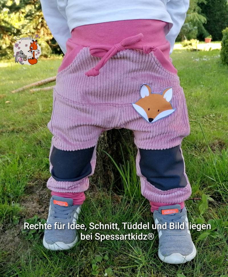 Outdoorhose Pumphose, Jogger Kitahose Matschhose Krabbelhose Kindergartenhose Cord Füchse Mit Oder Ohne Kordel von Spessartkidz
