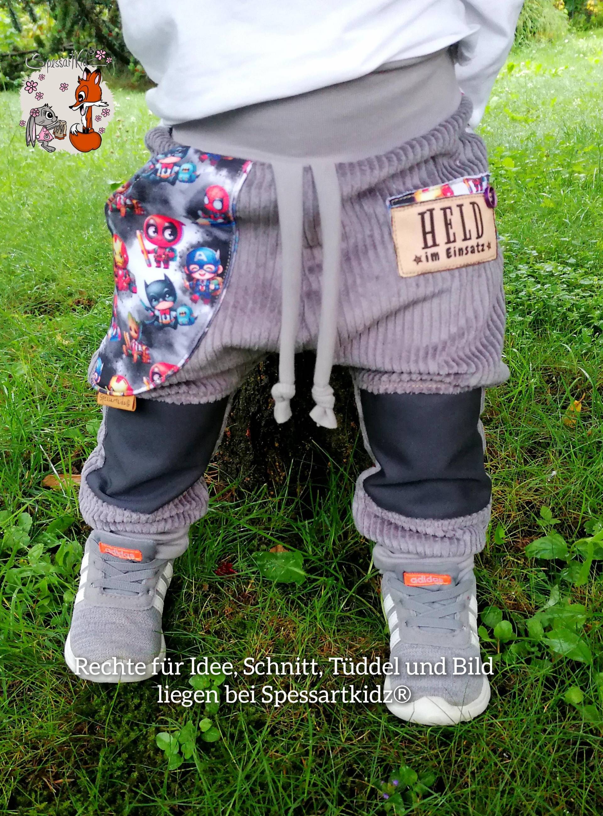 Outdoorhose Superhelden Pumphose Jogger Kitahose Matschhose Krabbelhose Kindergartenhose Waldkindergarten Mit O. Ohne Kordel - Label Wählbar von Spessartkidz