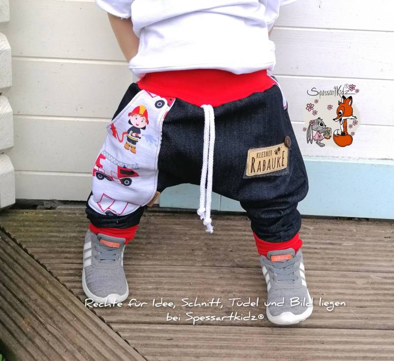 Pumphose Jeans Feuerwehr Label Änderbar von Spessartkidz
