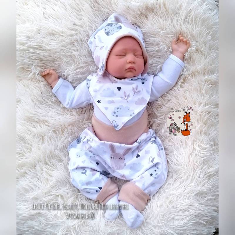 Spessartkidz® Babyset 3-Teilig Hase Eule Unisex Natur - Mützenform Änderbar von Spessartkidz