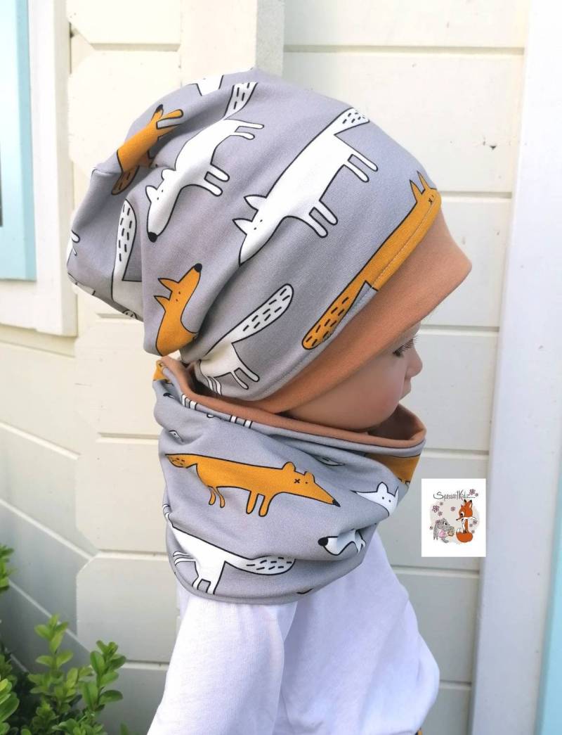 Spessartkidz® Beanie Und Loop Mit Füchsen Warmer Sweat Oder Fleece von Spessartkidz