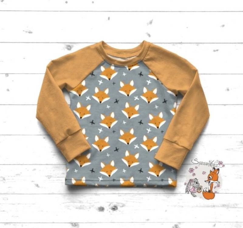Spessartkidz® Pulli Raglan Langarmshirt Sweatshirt Fuchs Füchse - Verschiedene Farben von Spessartkidz