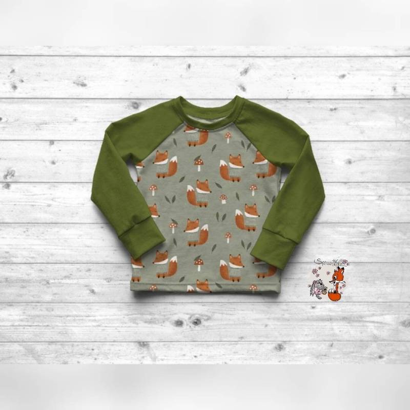 Spessartkidz® Pulli Raglan Langarmshirt Sweatshirt Fuchs Füchse - Verschiedene Farben von Spessartkidz