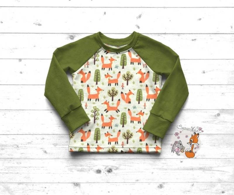 Spessartkidz® Pulli Raglan Langarmshirt Sweatshirt Fuchs Füchse - Verschiedene Farben von Spessartkidz