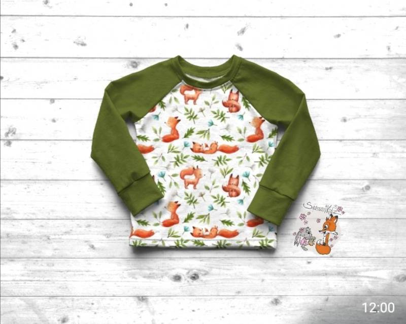 Spessartkidz® Pulli Raglan Langarmshirt Sweatshirt Fuchs Füchse - Verschiedene Farben von Spessartkidz