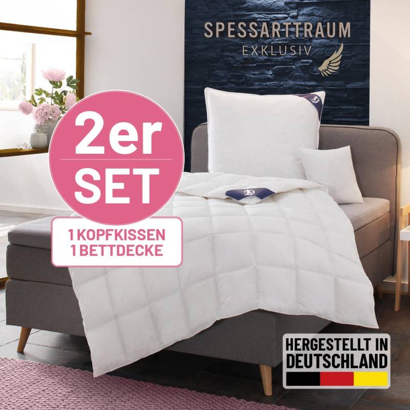 SPESSARTTRAUM Daunenbettdecke + 3-Kammer-Kopfkissen "Exklusiv, 2-tlg, hergestellt in Deutschland, made in Germany, Set" Sparset: 5 Wärmeklassen, 135x200 cm & 155x220 cm von Spessarttraum