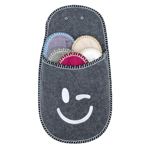 Spetebo Gäste Pantoffel Set aus Filz in verschiedenen Farben unisex - 5 Paar - Besucher Hausschuhe in 3 unterchiedlichen Größen - Filzpantoffeln Gästehausschuhe mit Aufbewahrungstasche zum Aufhängen von Spetebo