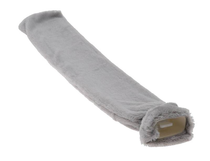 Spetebo Nacken-Wärmflasche Wärmflasche in Schlauchform - 74x14 cm / 2 Liter, (Stück, 1-tlg., Wärmflasche), grau mit flauschigem Fleece Bezug von Spetebo