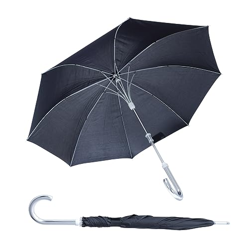 Spetebo Regenschirm 125 cm schwarz mit öffnungs Automatik - Griff gebogen - Stockschirm windfest mit Metallspitze - Faltschirm Gastschirm Regenschutz Schirm groß sturmfest von Spetebo