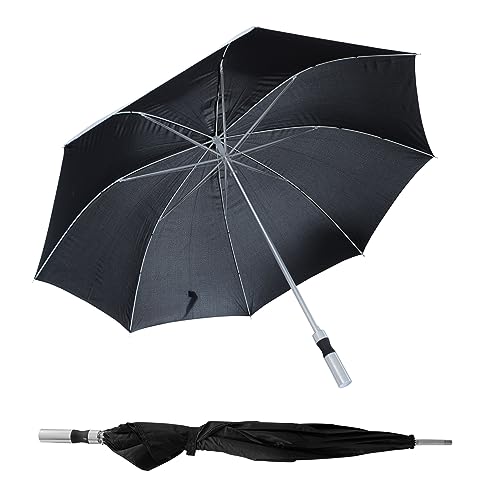 Spetebo Regenschirm 110 cm schwarz mit Handöffner - Griff gerade - Stockschirm windfest mit Metallspitze - Faltschirm Gastschirm Regenschutz Schirm groß sturmfest von Spetebo