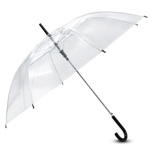 Spetebo XL Regenschirm transparent mit Druckknopf - 100 cm - Eleganter Stockschirm groß mit Easy Open Knopfdruck - 2 Personen Unisex Glockenschirm Durchsichtiger Schirm stilvoll modern von Spetebo