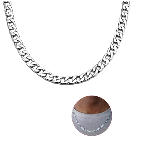 Halskette Herren Silber,Männer Kette Elegante,Kette Herren Silber Edelstahl Robuste,Silberkette Herren klassische,Silver Necklace Men Hip-Hop,Silberkette für Männer und Frauen(60 cm | 4 mm) von SpetngSake