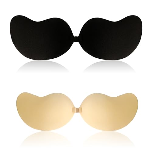 SpetngSake 2 Stück Klebe BH Push up für Kleine Brüste,Unsichtbarer Klebe-BHS,Push up Klebe BH Große Brust Pads,Backless Strapless Sticky Bra,Trägerloser BH Rückenfrei Große Größen für Badeanzug Kleid von SpetngSake