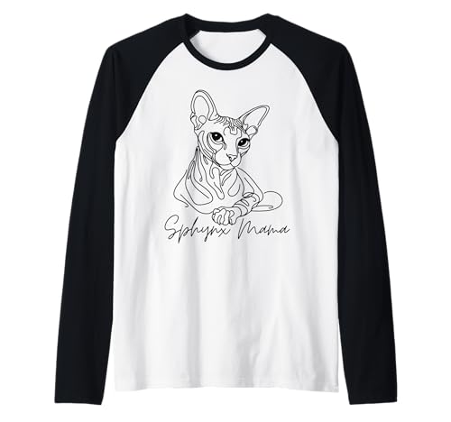 Sphynx Mama Sphynx Mama Niedliches Strichbild Katze Mama Künstlerisch Raglan von Sphynx Cat Lover Beautiful Cat Art Gift Design