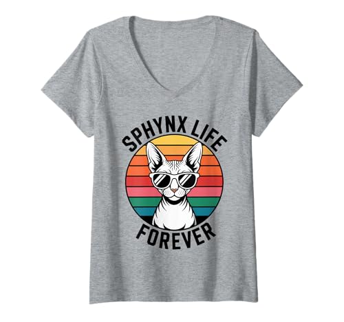 Damen Sphynx Life Katze Männer Frauen Kinder Geschenk T-Shirt mit V-Ausschnitt Damen Sphynx Life Katze Männer Frauen Kinder Geschenk T-Shirt mit V-Ausschnitt von Sphynx Life Forever