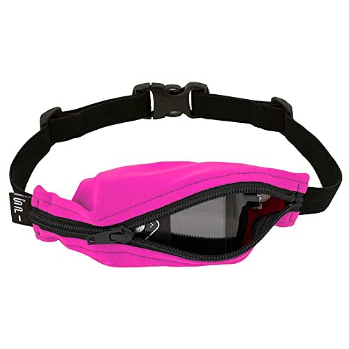 SPIbelt Taschengürtel für Kinder, erweiterbare Tasche, verstellbare Taille, kein Logo, kein Hüpfen, Fuchsia mit schwarzem Reißverschluss, Größe S von Spibelt