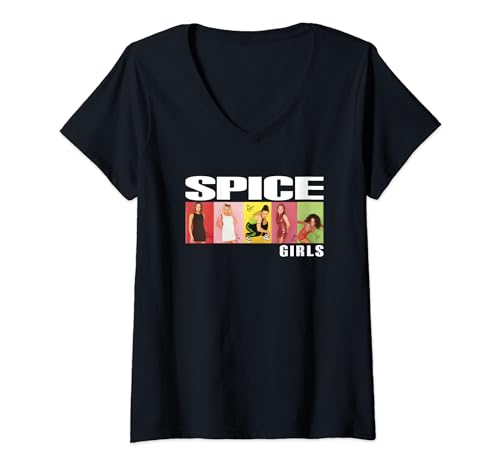 Damen Offizieller Spice Girls Fotoblock T-Shirt mit V-Ausschnitt von Spice Girls