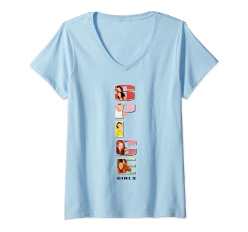 Damen Offizielles Spice Girls Stacked Logo T-Shirt mit V-Ausschnitt von Spice Girls