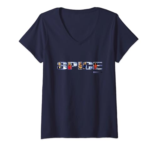Damen Offizielles Spice Girls Wannabe Logo T-Shirt mit V-Ausschnitt von Spice Girls
