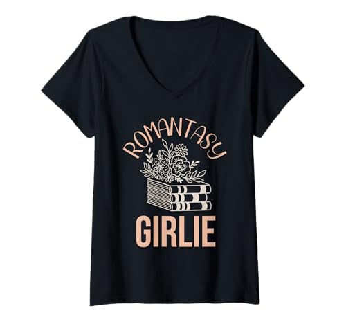 Damen Romantasy Merch Frauen Spicy Book Lover Girlie Märchen T-Shirt mit V-Ausschnitt von Spicy Bookish Gifts For Women