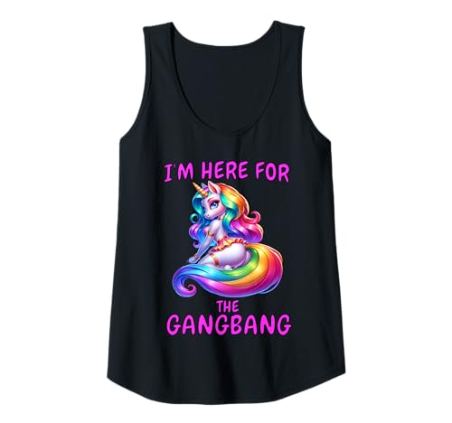 Damen Here for The Gangbang - Lustiger Regenbogen-Einhorn, Erwachsenen-Humor Tank Top Damen Here for The Gangbang - Lustiger Regenbogen-Einhorn, Erwachsenen-Humor Tank Top von Spicy Gang bang Unicorn Adult Sparkle Hen Do Squad