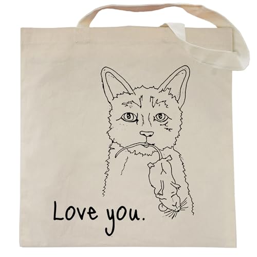 Spicy Kitten Designs Lustige Tragetasche für Erwachsene, Love You, Dead Mouse von Spicy Kitten Designs