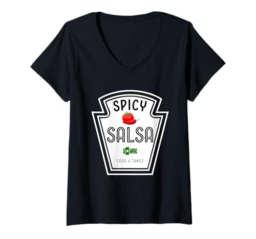 Damen Lustiges Gruppengewürzteam, Halloween-Kostüm, würzige Salsa T-Shirt mit V-Ausschnitt Damen Lustiges Gruppengewürzteam, Halloween-Kostüm, würzige Salsa T-Shirt mit V-Ausschnitt von Spicy Salsa Funny Condiment Team Halloween Costume