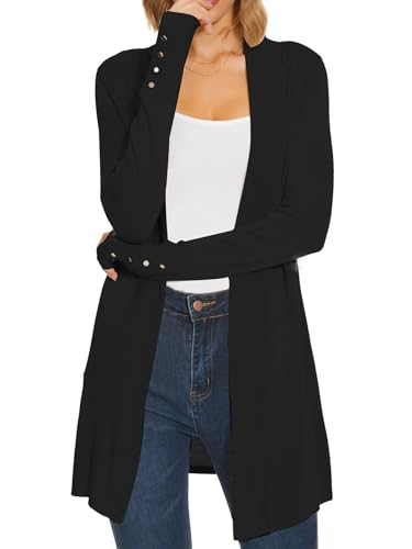 Spicy Sandia Damen-Strickjacke, Pullover, vorne offen, langärmelig, elegant, lässig, trendig, leicht, Schwarz, Mittel Spicy Sandia Damen-Strickjacke, Pullover, vorne offen, langärmelig, elegant, lässig, trendig, leicht, Schwarz, Mittel von Spicy Sandia