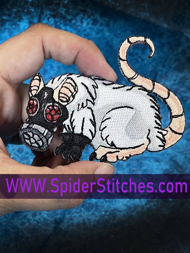 Albino Pest Ratte Gas Maske Steam Punk Iron On Patch Überlebende Lab von SpiderStitchesParlor