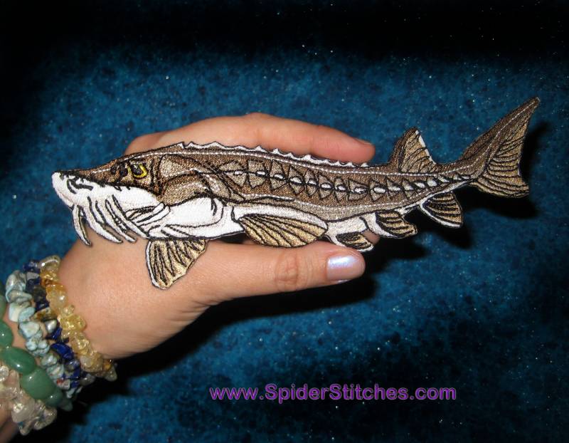 Antike See Rock Sturgeon Fisch Eisen Auf Patch Acipenser Fulvescens von SpiderStitchesParlor