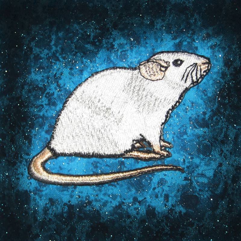 Ausgefallenes Dumbo Ohr Weiße Ratte Steam Punk Bügeleisen Aufnäher von SpiderStitchesParlor