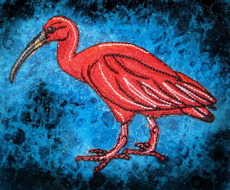 Der Scharlachrot Ibis Eudocimus Ruber Aufnäher Zum Aufbügeln von SpiderStitchesParlor