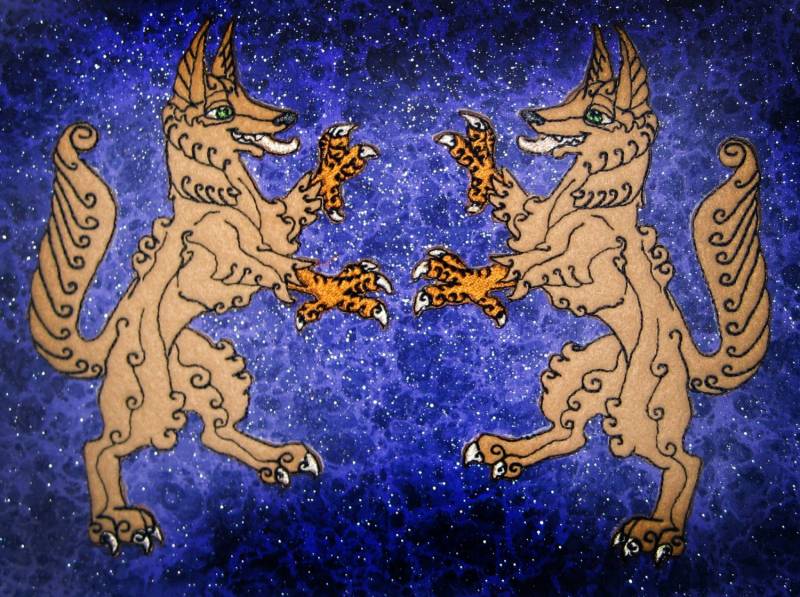 Felt Rampant Enfield Fox Heraldic Heraldry Eisen Auf Oder Nähen Patch Paar Mittelalterliche Renaissance von SpiderStitchesParlor