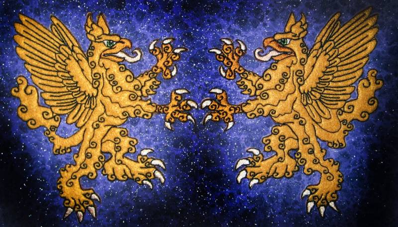 Felt Rampant Griffin Heraldik Eisen Auf Oder Nähen Patch Paar Mittelalterliche Renaissance von SpiderStitchesParlor