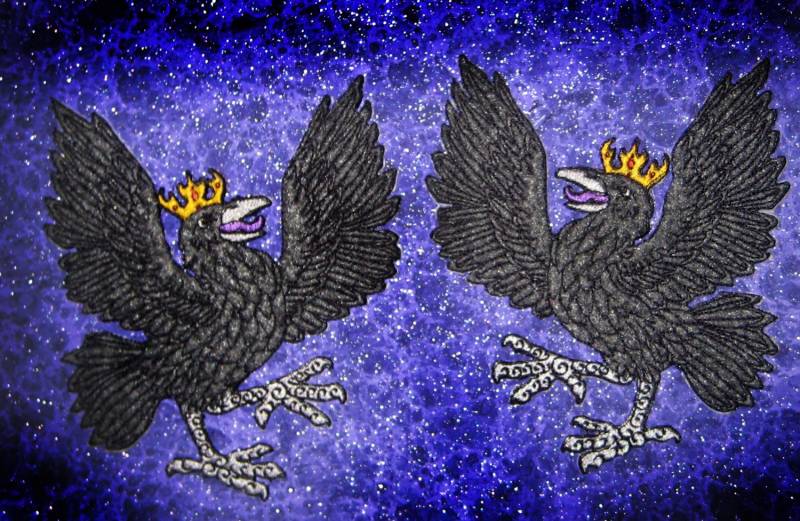 Felt Rampant Raven Heraldik Eisen Auf Oder Nähen Patch Paar Mittelalterliche Renaissance Krähe Vogel von SpiderStitchesParlor