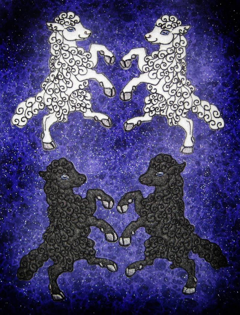 Felt Rampant Schafe Schwarz Oder Weiß Heraldik Eisen Auf Nähen Patch Paar Mittelalterliche Renaissance von SpiderStitchesParlor