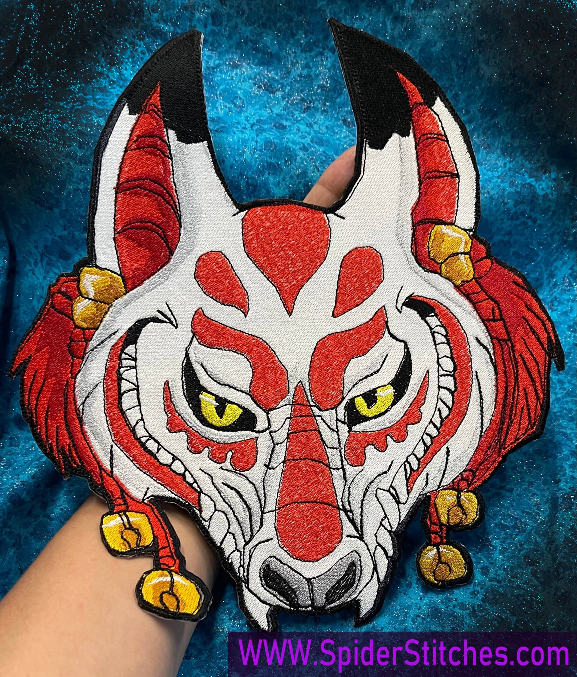 Große Jacke Rücken Smiling Kitsune Fuchs Aufnäher Maske Bügeln Japan Wolf Yōkai Yokai Spirit Große Jacke Rücken Smiling Kitsune Fuchs Aufnäher Maske Bügeln Japan Wolf Yōkai Yokai Spirit von SpiderStitchesParlor